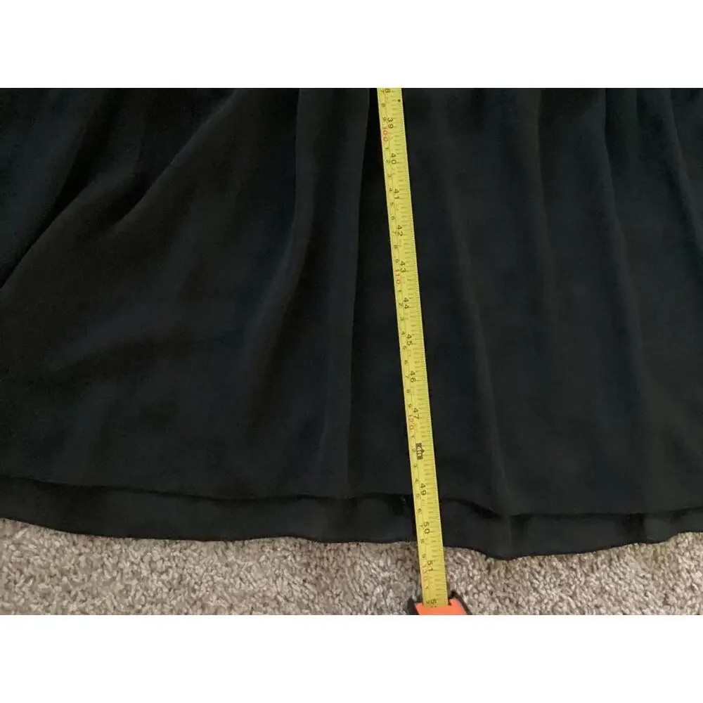 PrettyGarden Black Ruffle Sleeve Midi Dress Women’s Size L Flowing A-Line Casual